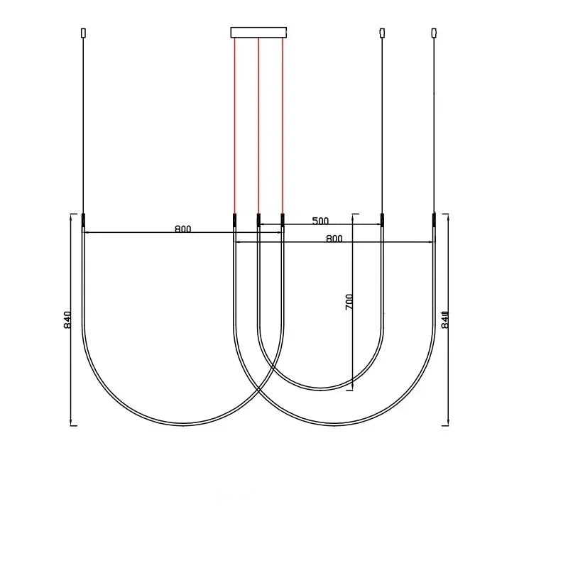 Minimalist linear restaurant chandelier for villa