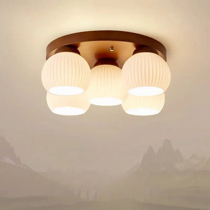 Walnut art glass ceiling light for bedroom and bar