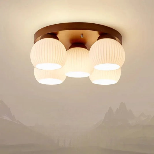 Walnut art glass ceiling light for bedroom and bar