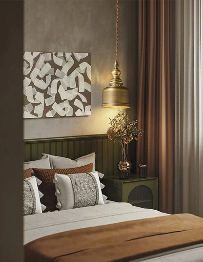 Suspension antique en cuivre pour chambre à coucher