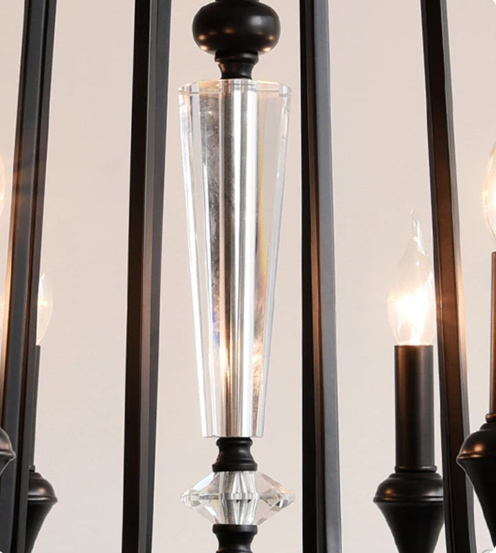 Lustre en cristal français ancien à deux niveaux