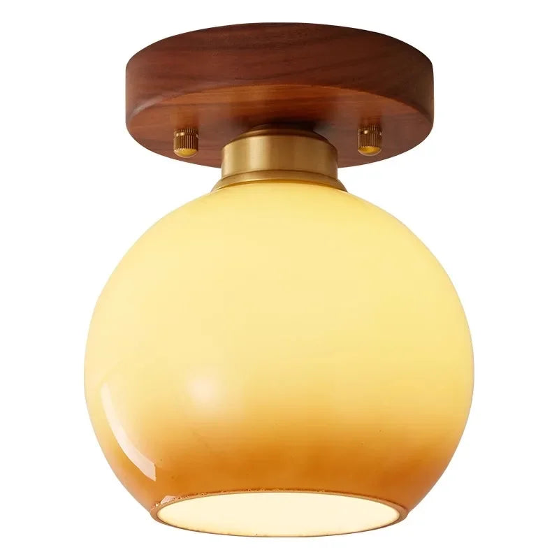 Walnut gradient glass ceiling light for entryway