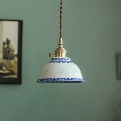 Suspension LED en céramique blanche et cuivre