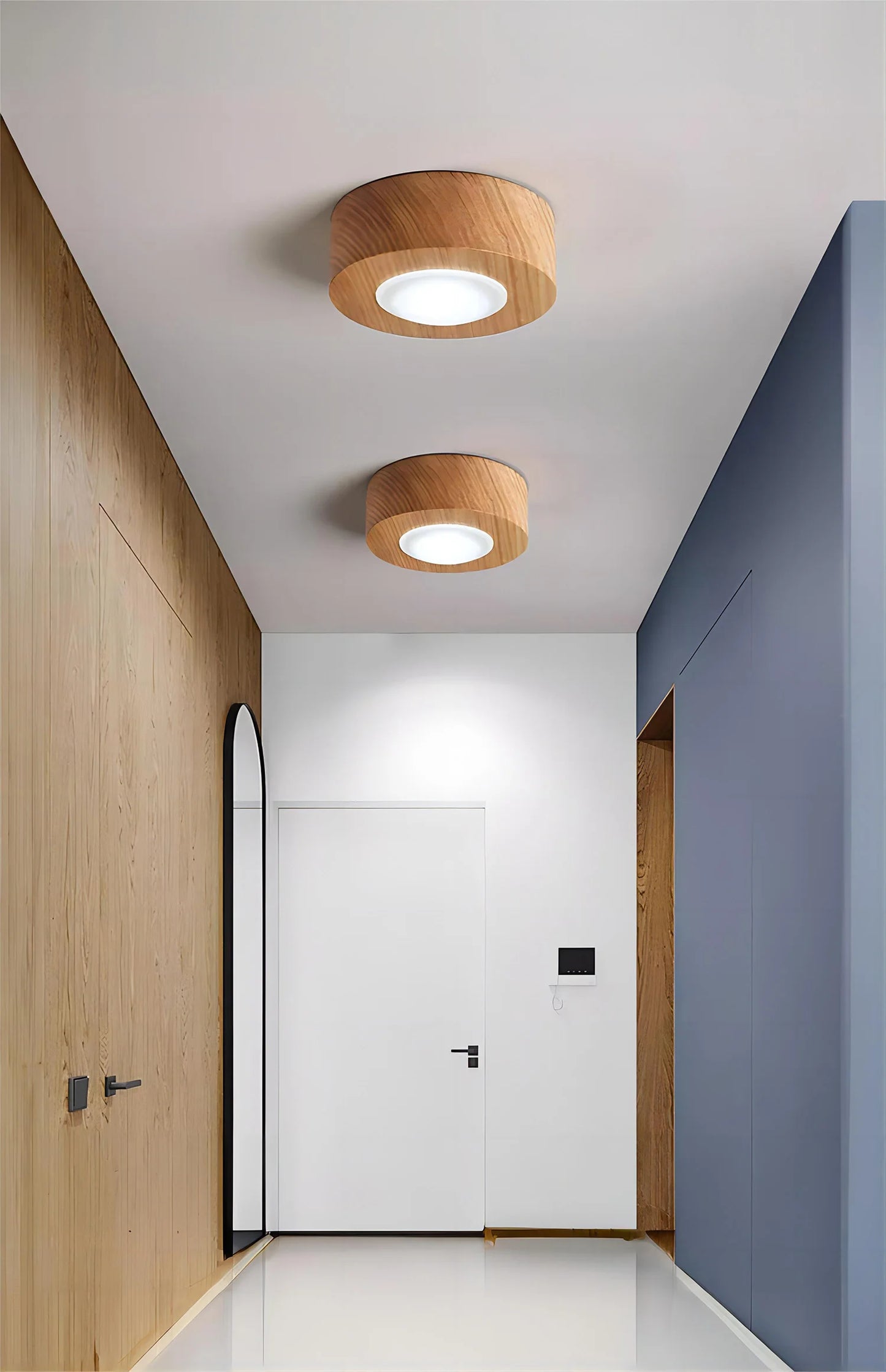 Walnut brass ceiling spotlight for kitchen island
