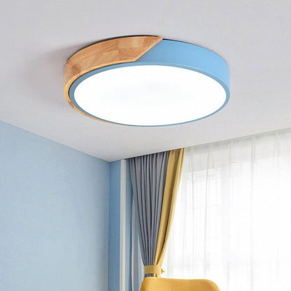 Macaron Wood Minimalist Round LED Ceiling Light