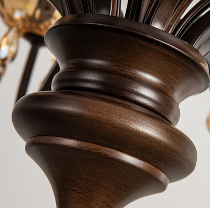 Walnut crystal chandelier in vintage french style