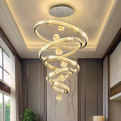 Crystal staircase chandelier for duplex living room