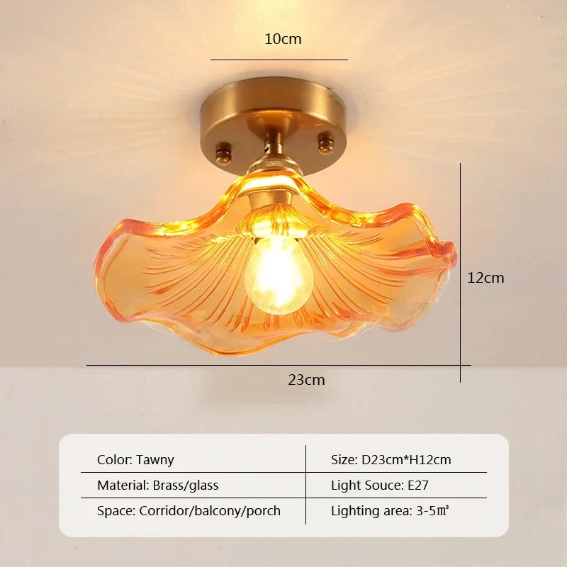 Vintage european clear glass flush ceiling light