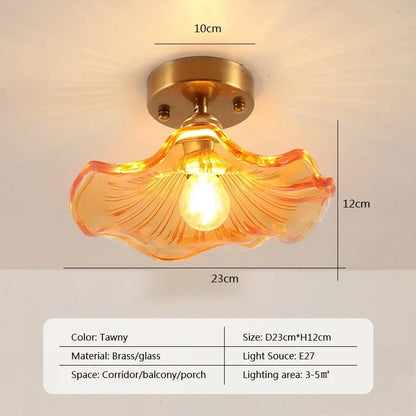 Vintage european clear glass flush ceiling light