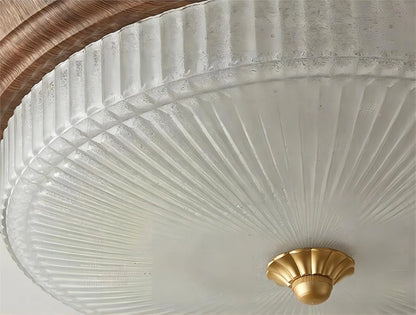 Walnut etched glass ceiling light for dining room