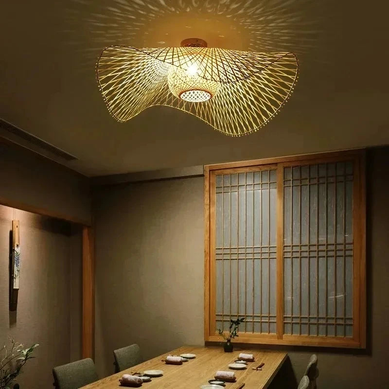 Vintage handmade rattan ceiling light