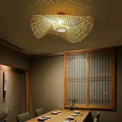 Vintage handmade rattan ceiling light