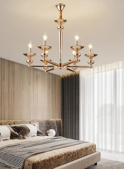 Iron frame crystal candle chandelier for dining room