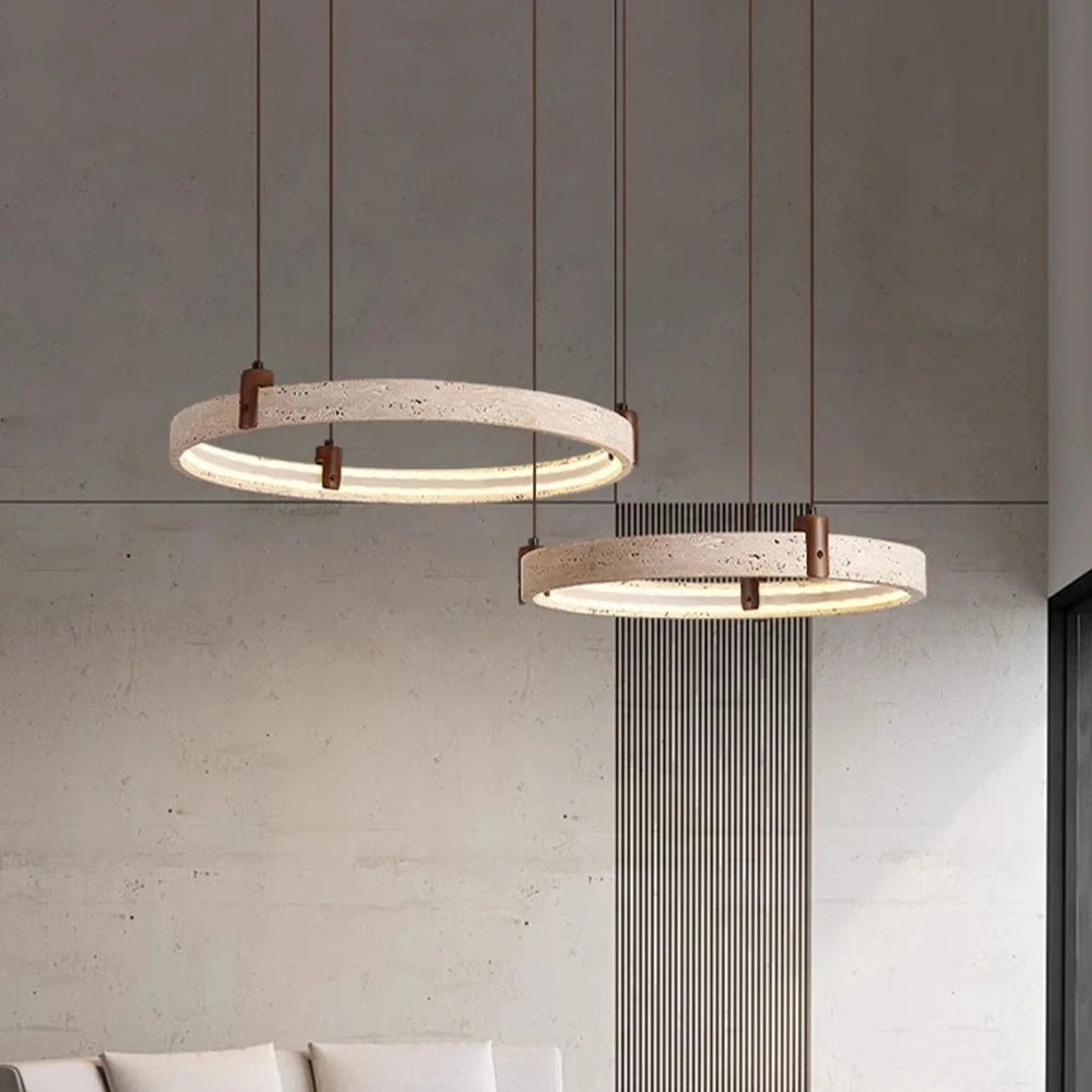 Suspension en pierre travertin pour salle à manger