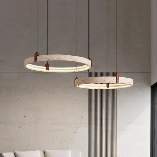 Suspension en pierre travertin pour salle à manger