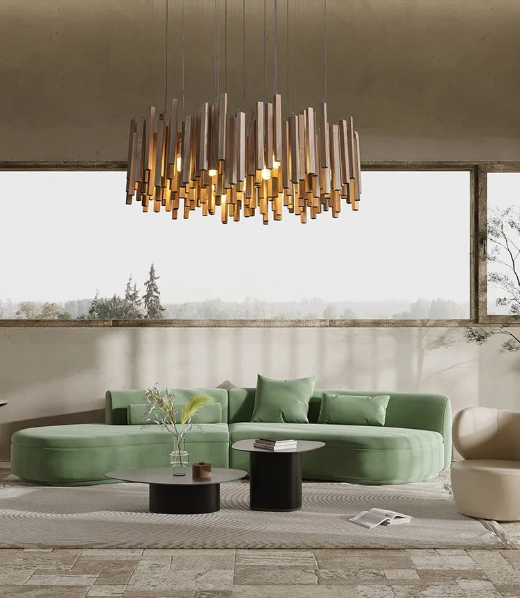 Solid wood LED pendant light for modern design