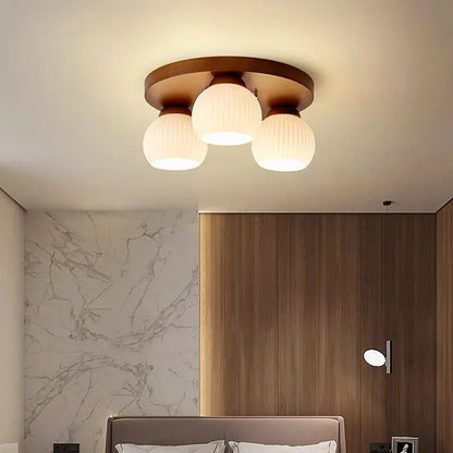 Walnut art glass ceiling light for bedroom and bar