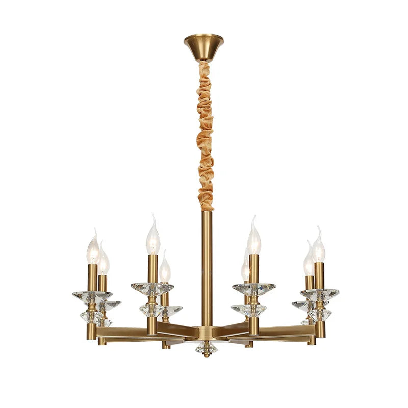 Iron frame crystal candle chandelier for dining room