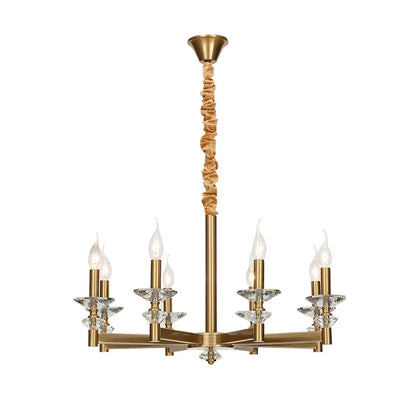 Iron frame crystal candle chandelier for dining room