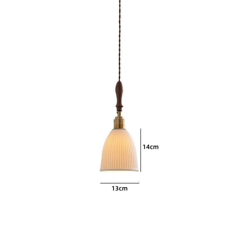 Vintage ceramic LED pendant lamp with brass fitting