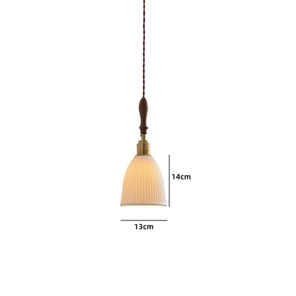 Vintage ceramic LED pendant lamp with brass fitting
