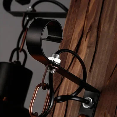 Suspension vintage en bois massif de style loft