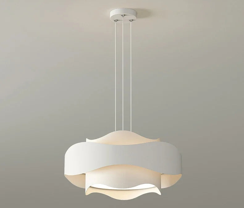 Lustre rond blanc à LED ondulé