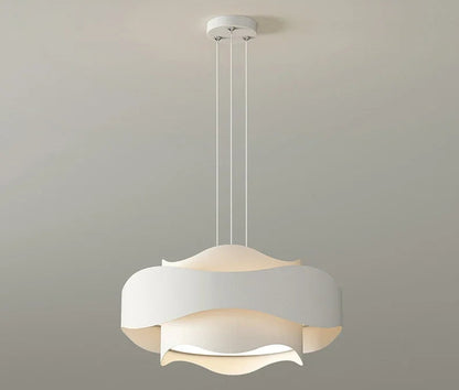 Lustre rond blanc à LED ondulé