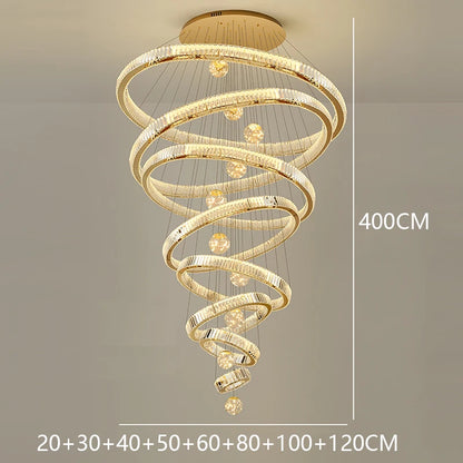 Crystal staircase chandelier for duplex living room