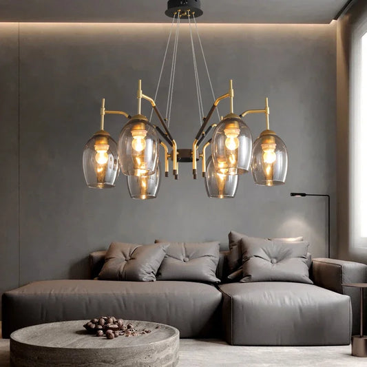 Lustre LED en verre noir pour îlot de cuisine