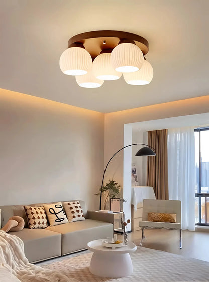 Walnut art glass ceiling light for bedroom and bar