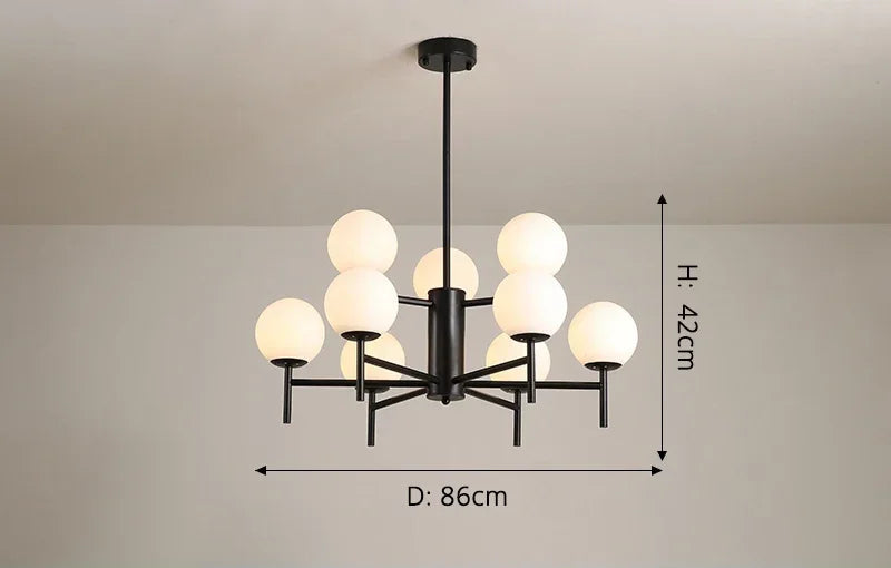 Globe cluster arms chandelier