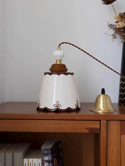 Ceramic LED pendant light with wood nordic design