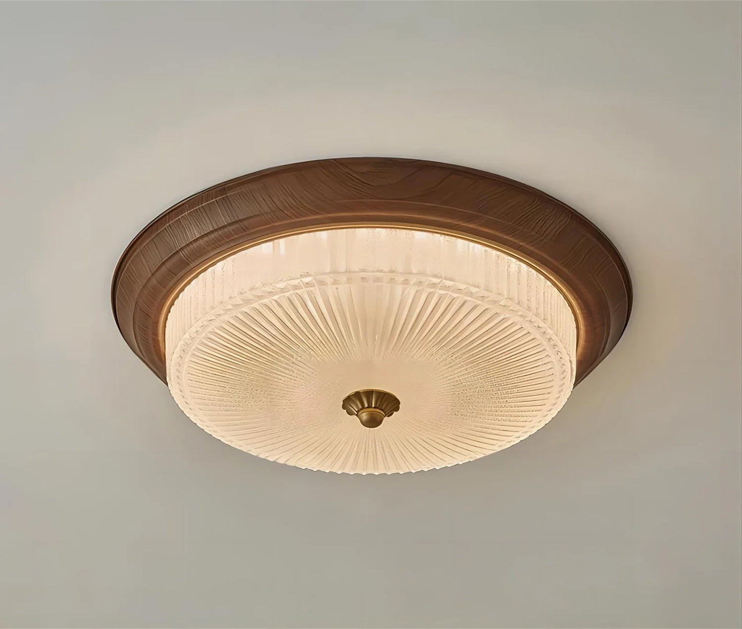 Walnut etched glass ceiling light for dining room