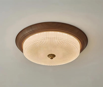 Walnut etched glass ceiling light for dining room