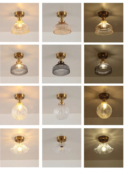 Vintage european clear glass flush ceiling light