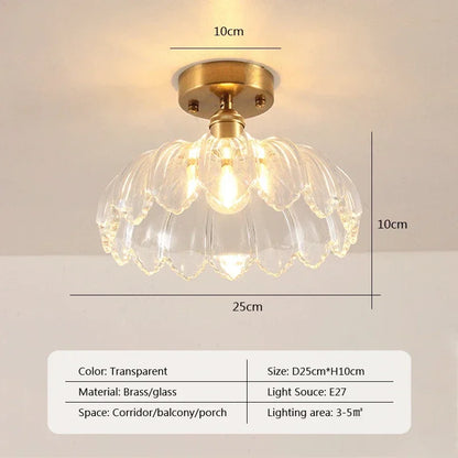 Vintage european clear glass flush ceiling light