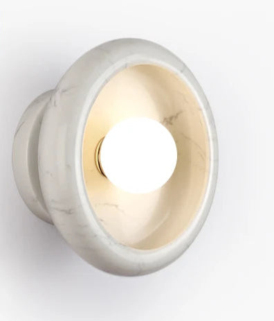 White marble Jade Wall Lamp with LED G9 bulb, 26cm diameter, suitable for elegant and minimalist home lighting decor.