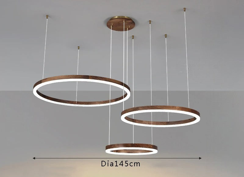 Lustre de plafond en bois massif de noyer noir pour salon