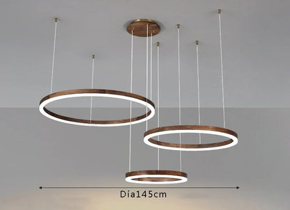 Lustre de plafond en bois massif de noyer noir pour salon