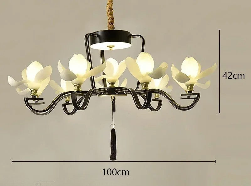 Magnolia flower retro modern chandelier