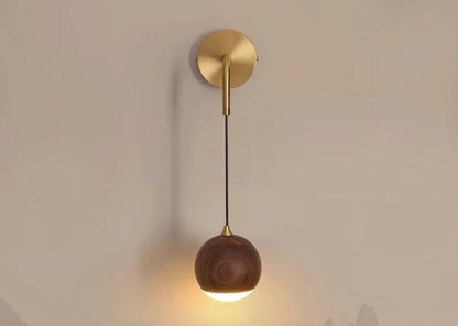 Luxely Walnut Wood Bola redonda Bola de pared Wabi-Sabi Modern