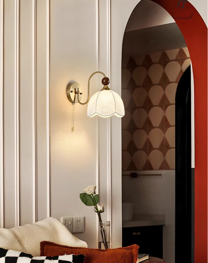 French fabric wall lamp with cable switch