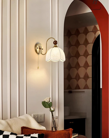 French fabric wall lamp with cable switch