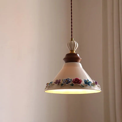 Rose flower white ceramic led pendant for hallway