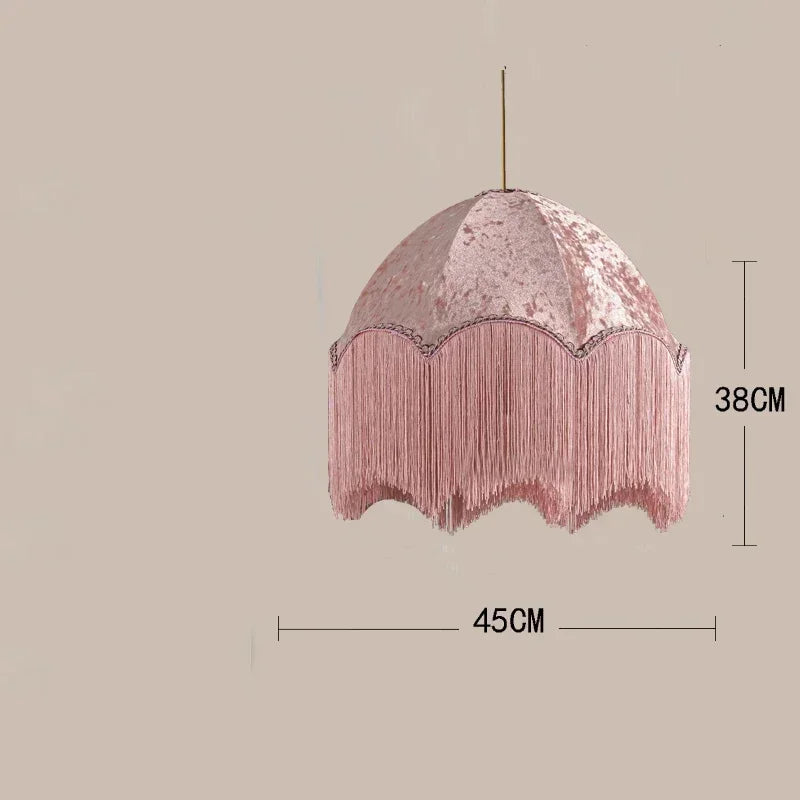 Lustre français vintage en tissu à pompons