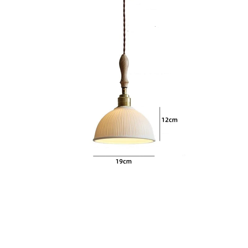 Vintage ceramic LED pendant lamp with brass fitting