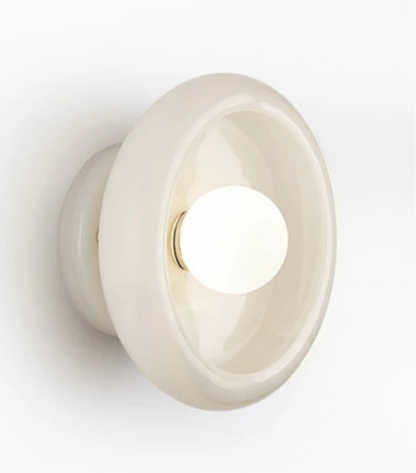 White Jade Wall Lamp with LED G9 bulb, 26cm diameter, designed for serene and elegant bedroom or living room lighting.