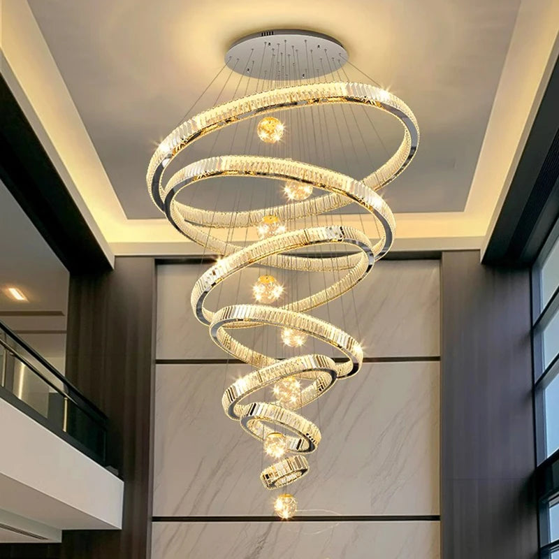 Crystal staircase chandelier for duplex living room