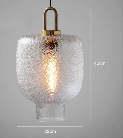 Vintage randig glaspendellampa